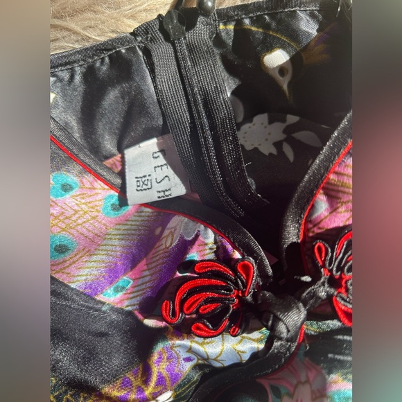 Black Floral Peacock Cheongsam Dress - Picture 5 of 6